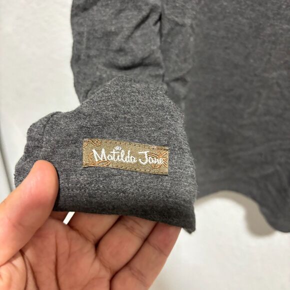 Matilda Jane Women's Shift Dress Gray Large Jersey Knit Bell Sleeve Round Neck - Picture 6 of 8